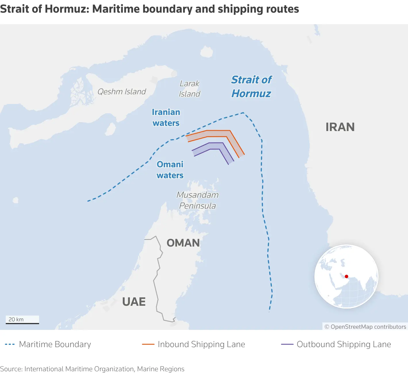The Strait of Hormuz. &mdash; Infographic via Reuters