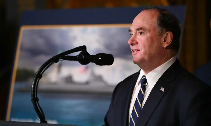 US Navy Secretary John Phelan speaks about the US Navy’s new Golden Fleet initiative, unveiling a new class of warships, at Mar-a-Lago in Palm Beach, Florida, on December 22, 2025. — AFP
