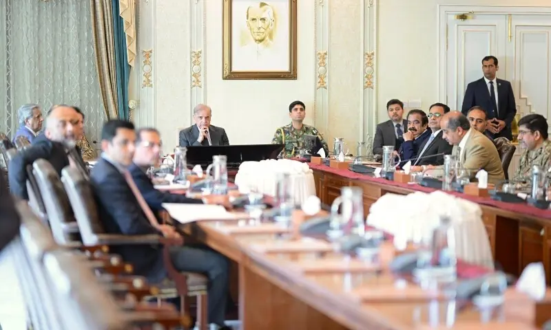 Prime Minister Shehbaz Sharif chairs a meeting on preparedness for the monsoon season and strategy to counter climate threats on April 23. &mdash; PMO