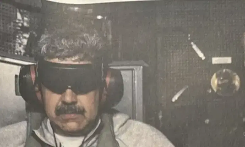 Venezuelan President Nicolas Maduro is pictured after his capture by US forces on December 3. &mdash; Screengrab via X/@RapidResponse47