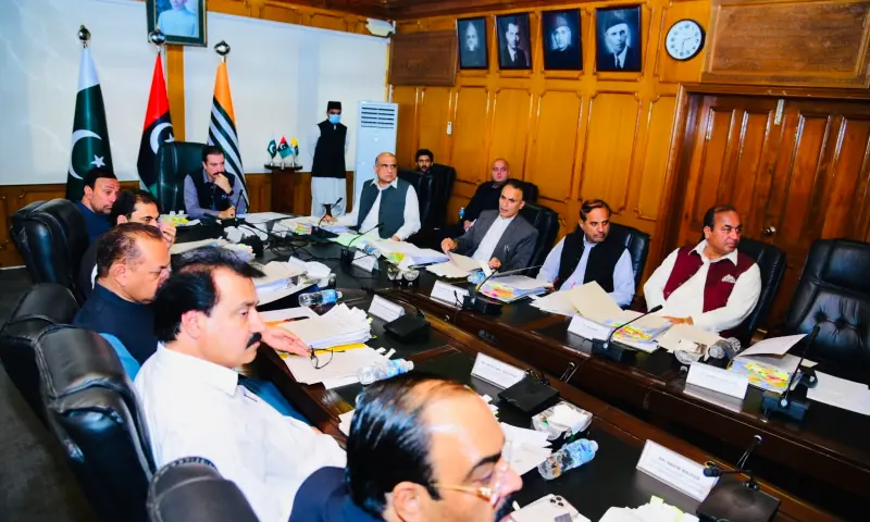 AJK Prime Minister Faisal Mumtaz Rathore presides over the cabinet meeting in his office in Muzaffarabad on April 23. — photo via author AJK Prime Minister Faisal Mumtaz Rathore presides over the cabinet meeting in his office in Muzaffarabad on April 23. — photo via author