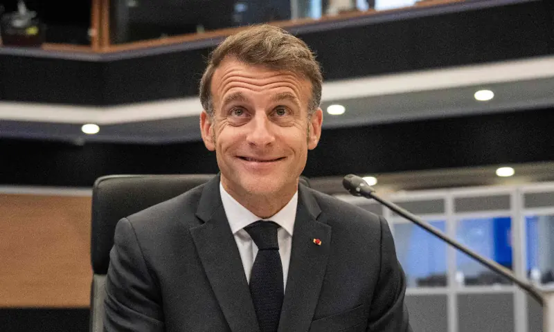 France&rsquo;s President Emmanuel Macron reacts as he arrives to attend a working session of the European Council during an informal meeting in Nicosia on April 24, 2026. &mdash; AFP