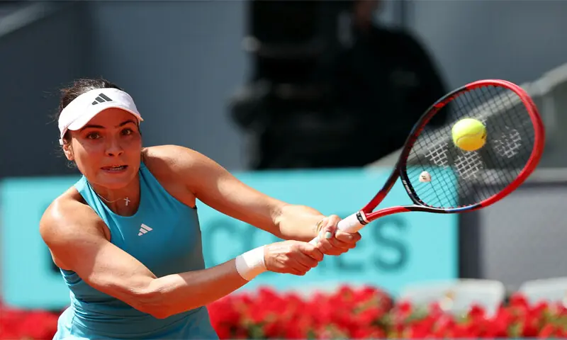 ROMANIA&rsquo;S Elena Gabriela Ruse hits a return against Elena Rybakina of Kazakhstan during their Madrid Open round-of-64 match at Park Manzanares on Friday.&mdash;Reuters