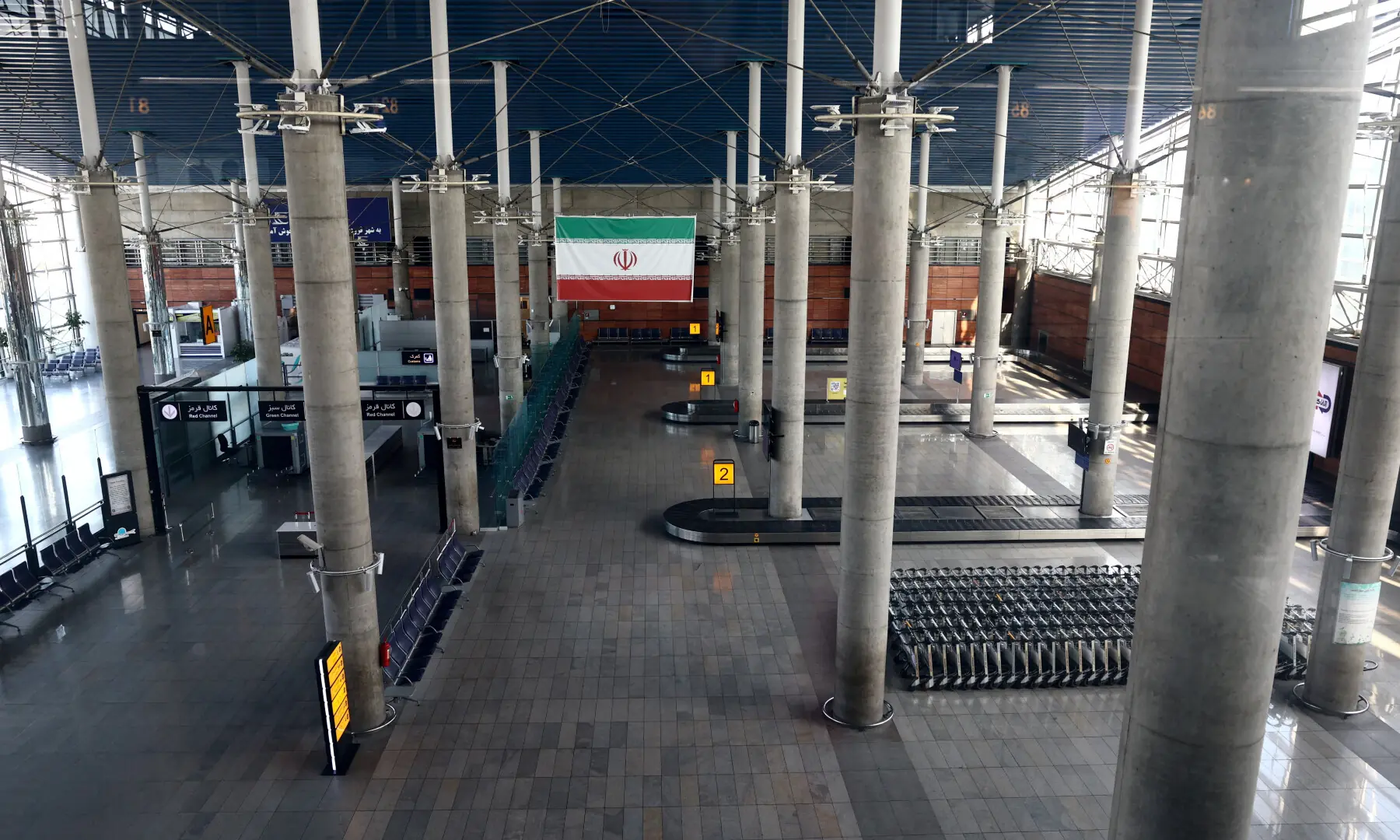 A general view of an empty terminal hall after flights resumed at Imam Khomeini International Airport, amid a ceasefire between US and Iran, in Tehran on April 25, 2026. &mdash; WANA via Reuters
