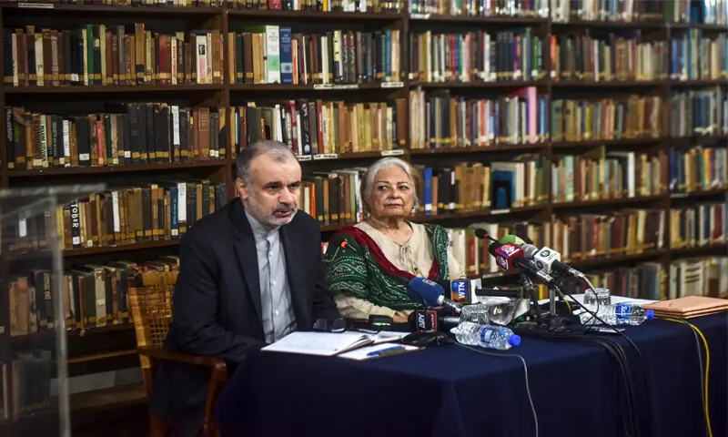 Iranian Consul General Akbar Eissa Zadeh presents his perspective as Dr Masuma Hasan looks on. &mdash; Fahim Siddiqi / White Star