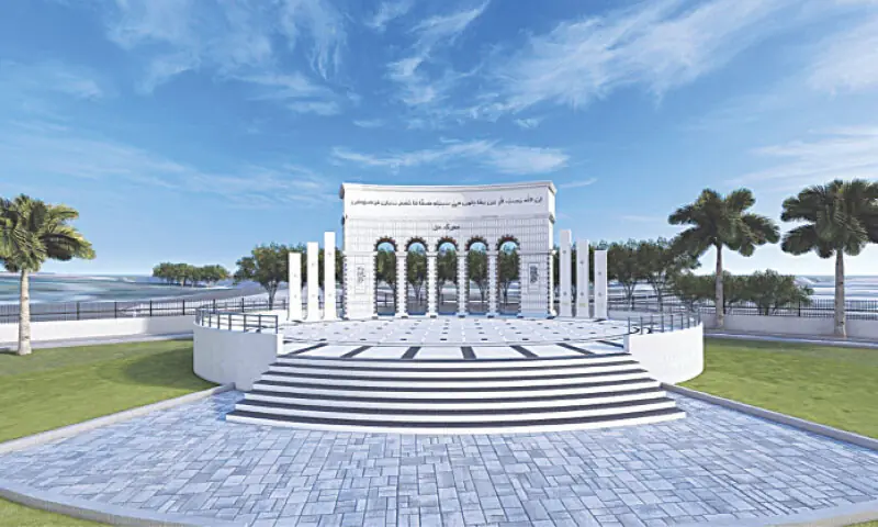 Marka-i-Haq monument is scheduled to be completed at Kutchery Chowk by the first week of May. &mdash; Dawn