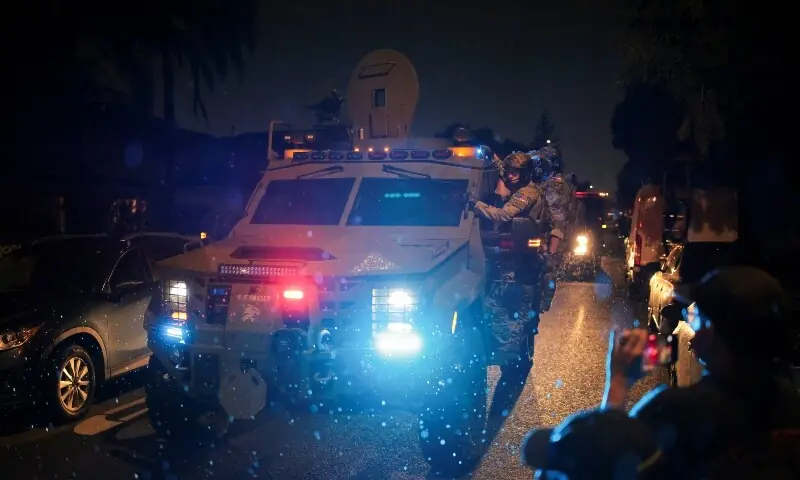 FBI agents leave the residence associated with Cole Tomas Allen, the suspect in the shooting incident at the annual White House Correspondents' Association dinner in Washington, DC, in Torrance, California, US, April 26. &mdash; Reuters