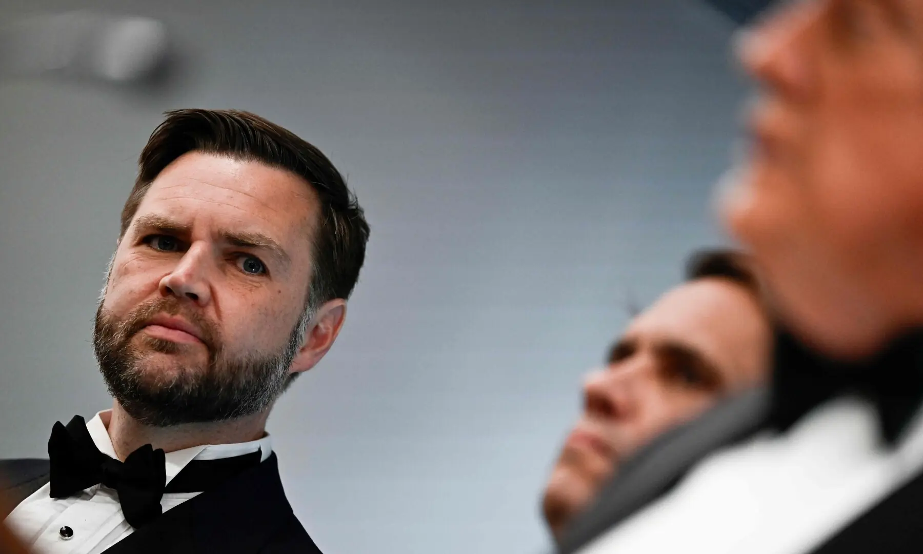US Vice President JD Vance listens as US President Donald Trump speaks during a press briefing in the Brady Briefing Room at the White House in Washington, DC, shortly after a shooting incident at the White House Correspondents&rsquo; Dinner on April 25. &mdash; AFP