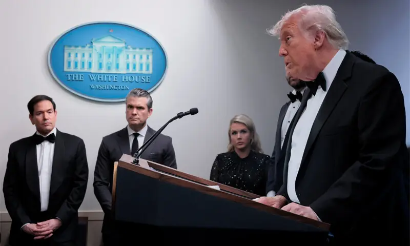 President Trump speaks at a White House press briefing following the shooting incident.&mdash;Reuters