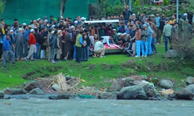 A divided Kashmiri family watches a family member&rsquo;s funeral from across the Line of Control.&mdash; photo courtesy @@PMofAJK/X