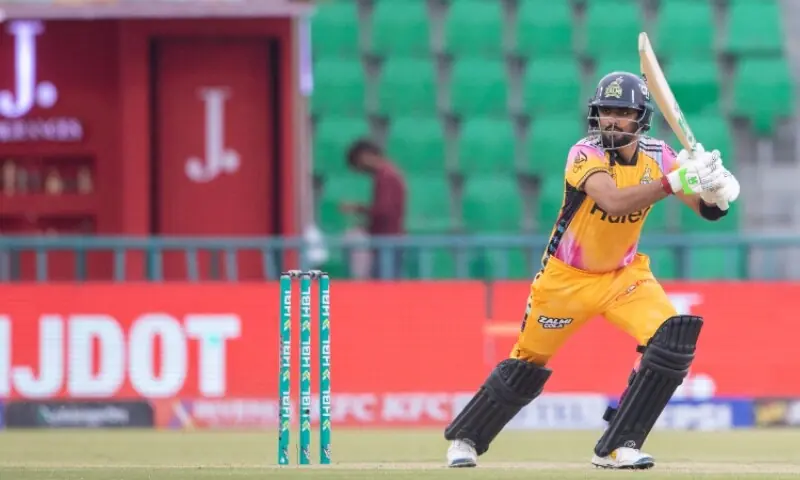 Peshawar Zalmi captain Babar Azam plays a shot. &mdash;photo courtesy HBL PSL 11 - @Tournament Photography link