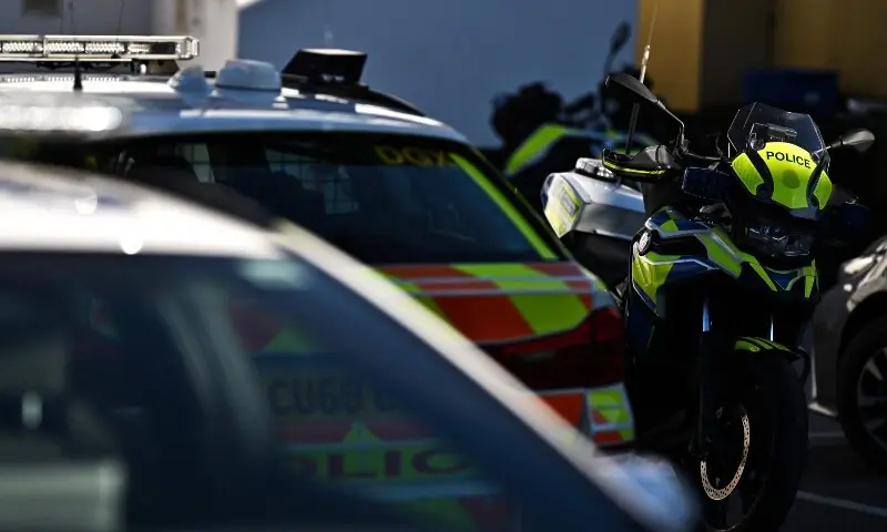 Metropolitan Police interceptor vehicles are pictured ahead of a patrol in central London on April 25. &mdash; AFP