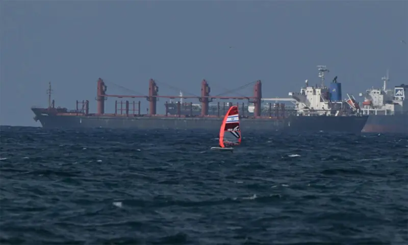 THE ship Panormitis, suspected of carrying stolen Ukrainian grain, is seen in Haifa Bay.&mdash;Photo by Haaretz&rsquo;s Rami Shllush / X / avischarf
