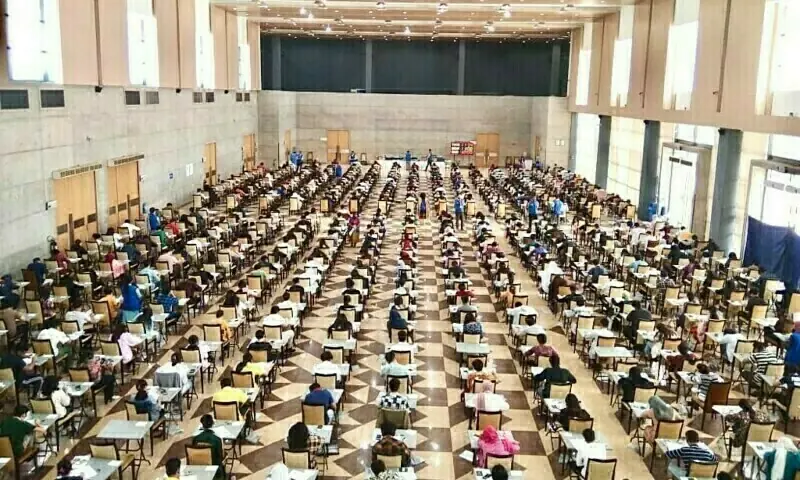 This image shows students taking Cambridge International Examinations. &mdash; British Council Pakistan Twitter