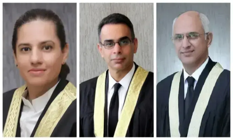 The collage shows Justice Saman Rafat Imtiaz, Justice Babar Sattar and Justice Mohsin Akhtar Kayani. &mdash;Dawn/IHC website