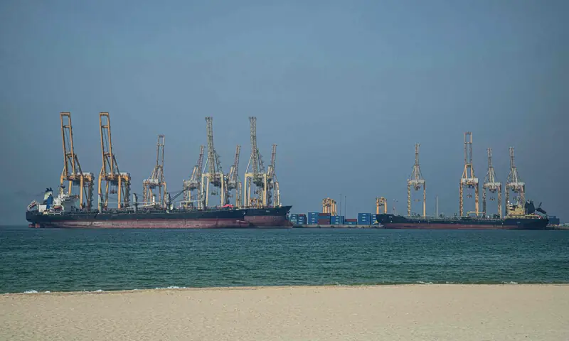 Tankers are seen at Khor Fakkan Container Terminal, Sharjah&rsquo;s deep-sea port near Strait of Hormuz, on June 23, 2025, as disruptions in Hormuz and Red Sea reshape trade routes and logistics globally.&mdash;Reuters