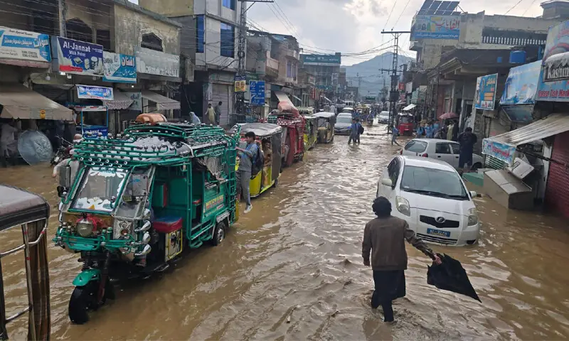 A view of Matta Bazaar, Swat, after rain. &mdash; Dawn