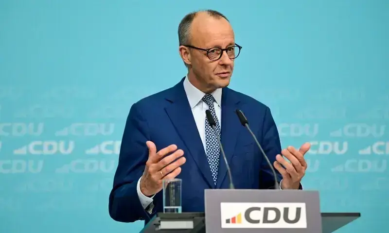 German Chancellor Friedrich Merz addresses journalists on October 20, at his conservative Christian Democratic Union's (CDU) party headquarters in Berlin, Germany. &mdash; AFP/File