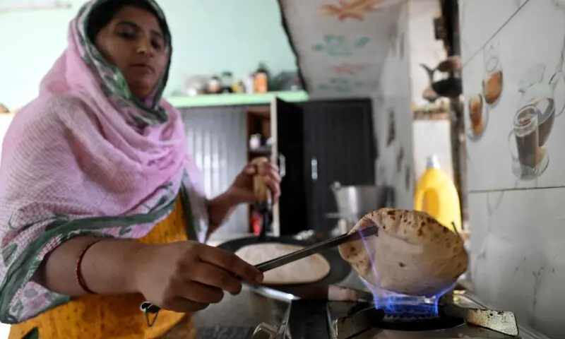 This photograph taken on April 24, 2026 shows villager Gauri Devi cooking using biogas at her residence in Uttar Pradesh&rsquo;s Bulandshahr district. &mdash;AFP