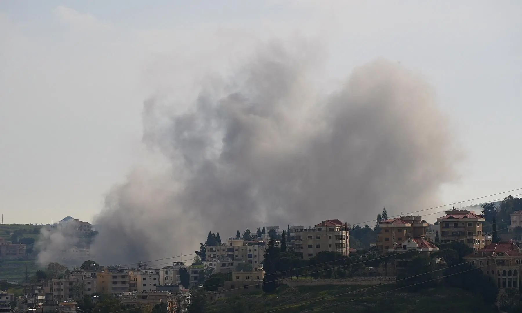 Smoke rises in southern Lebanon&rsquo;s Nabatieh following Israeli strikes on May 2, 2026. &mdash; Reuters