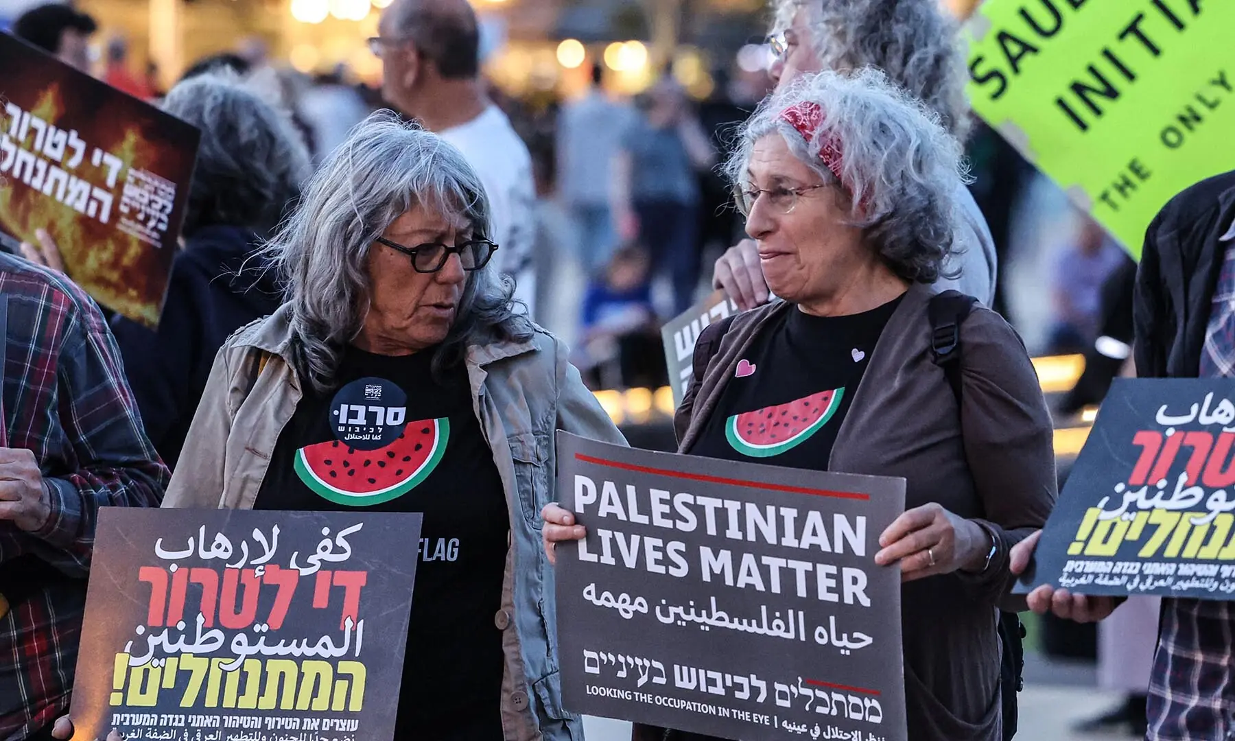 Israeli activists demonstrate in HaBima Square against the ongoing war with Iran and against the Israeli government, in Tel Aviv on May 2, 2026. &mdash; AFP