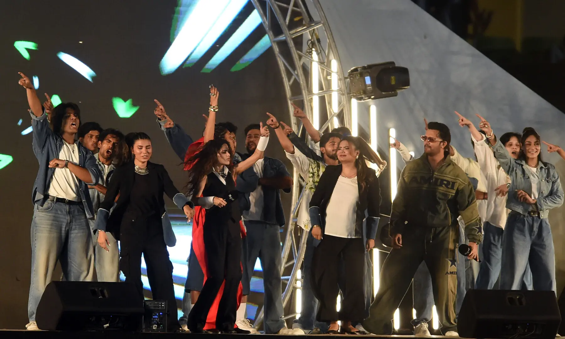 Singers Aima Baig and Atif Aslam perform at the closing ceremony of the HBL PSL 11 on May 3, 2026. &mdash; White Star