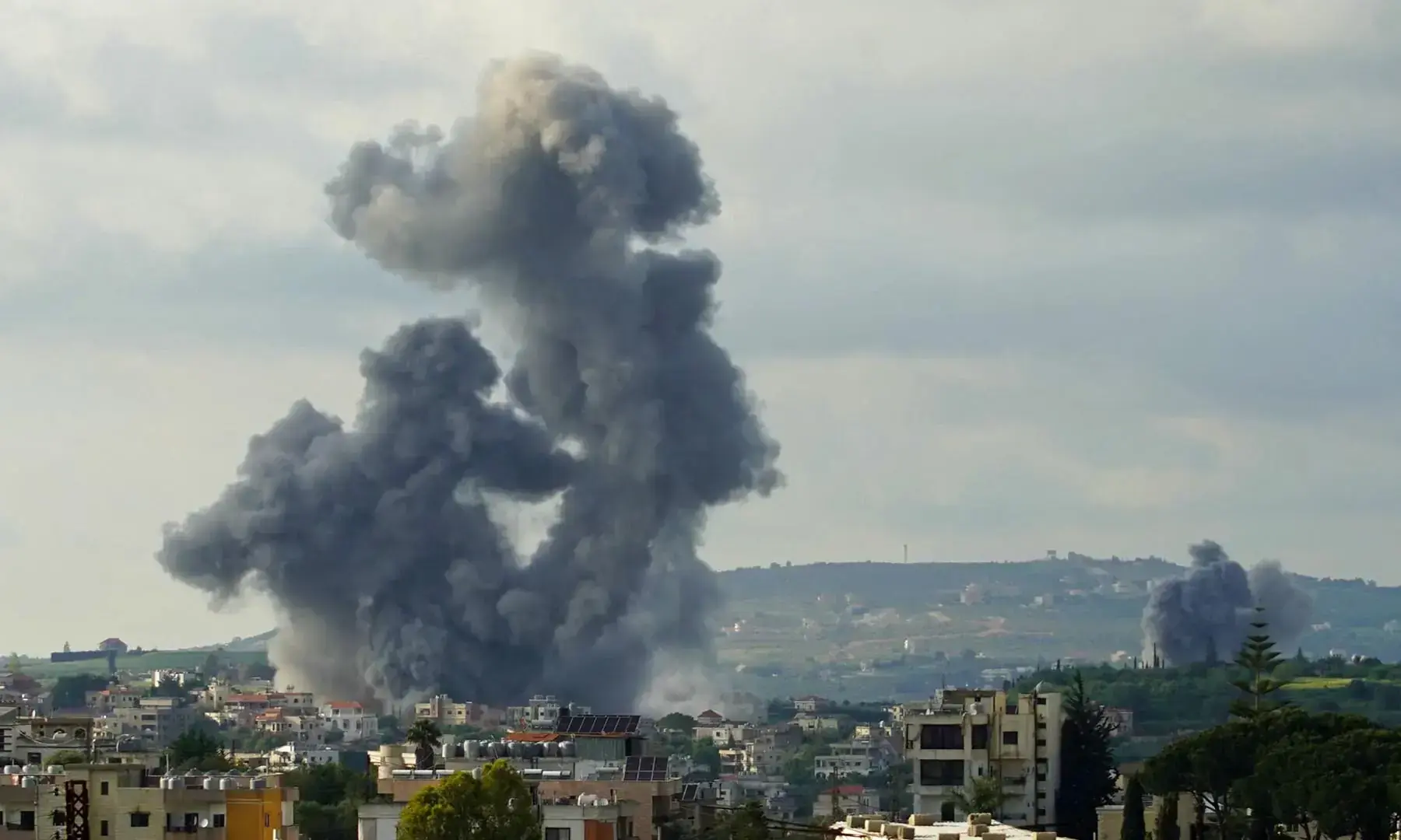 Smoke rises from the site of Israeli airstrikes that targeted the southern Lebanese village of Habbouch on May 1, 2026.  &mdash;AFP/File