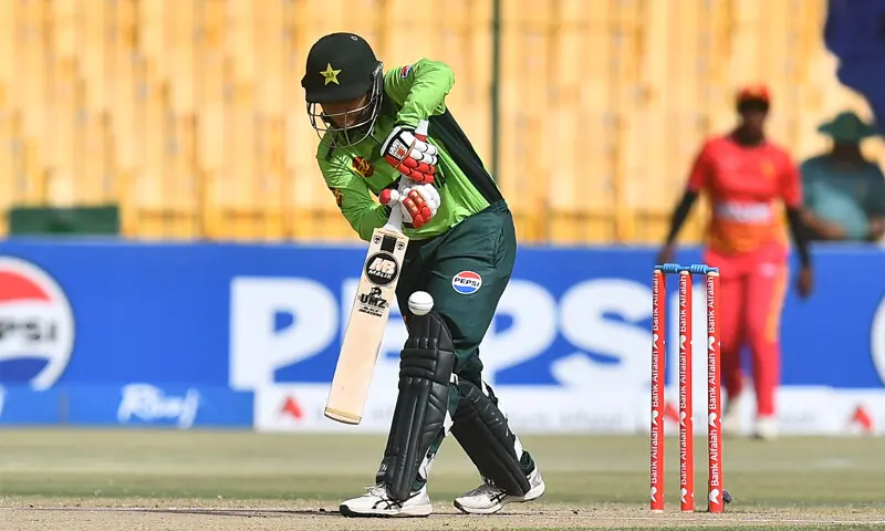 PAKISTAN opener Sadaf Shamas plays a shot during the first One-day International against Zimbabwe at the National Bank Stadium on Monday.&mdash;Courtesy PCB
