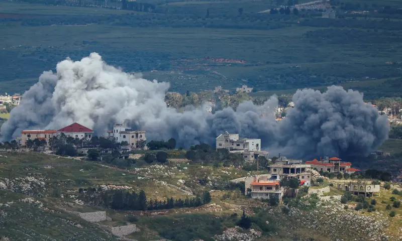Smoke rises from southern Lebanon, as seen from the Israeli side of the Israel-Lebanon border, in northern Israel on May 6, 2026. &mdash; Reuters