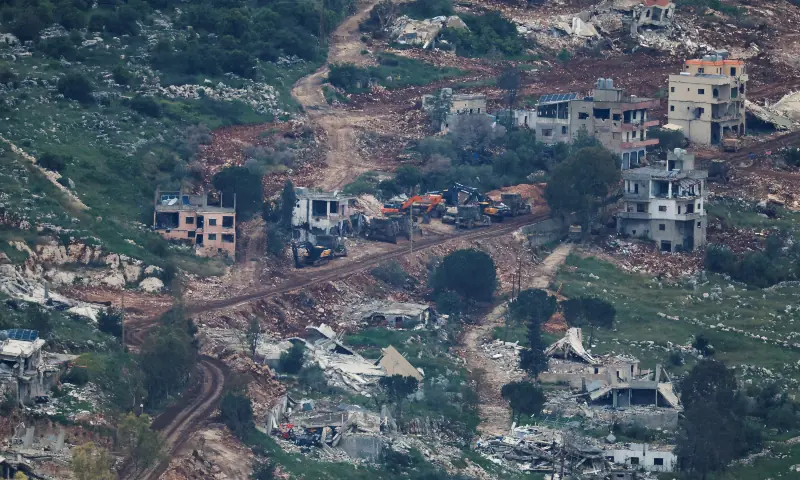 Buildings lie in ruin in southern Lebanon, as seen from the Israeli side of the Israel-Lebanon border, in northern Israel on May 6, 2026. &mdash; Reuters
