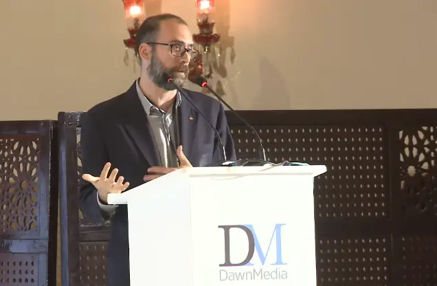  Dr Davide Fugazza speaks at the Breathe Pakistan conference. &mdash; screengrab 