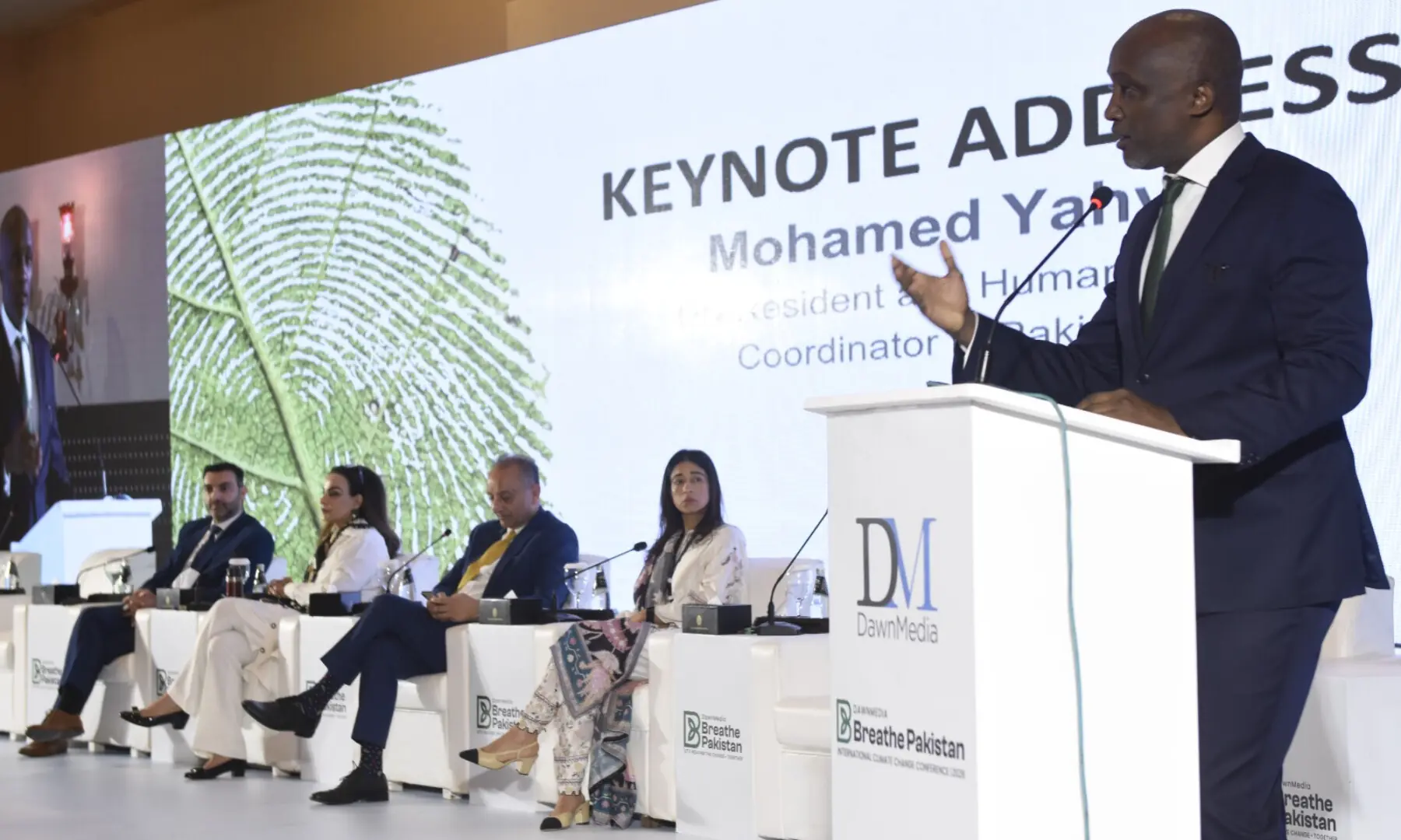 Mohamed Yahya, the UN resident and humanitarian coordinator in Pakistan, addresses the Breathe Pakistan conference in Islamabad on May 6, 2026. &mdash; White Star/ Tanveer Shahzad
