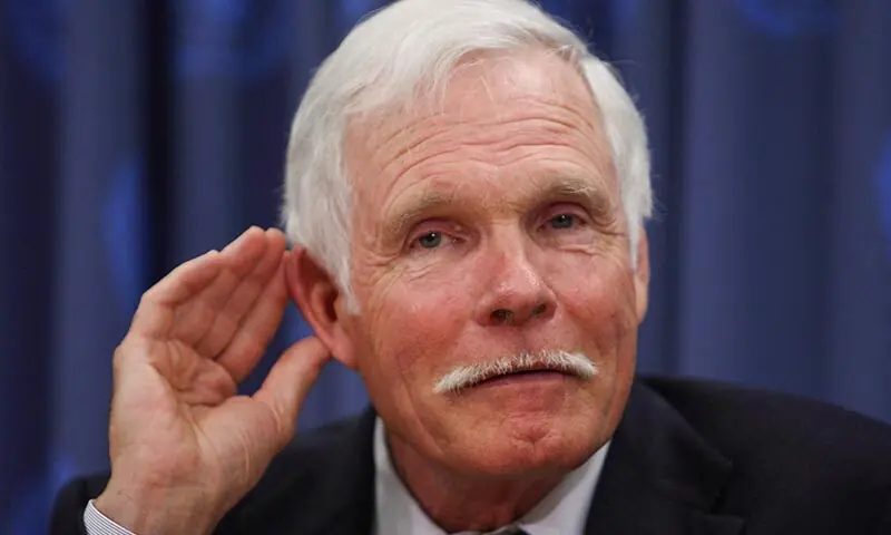 Ted Turner, Chairman of Turner Enterprises and the UN Foundation, listens to a question during a news conference on April 1, 2008 at the United Nations in New York. &mdash; AFP/File