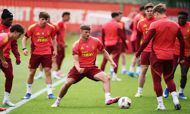 NOTTINGHAM: Nottingham Forest Players in action during a training session at Wilford Lane on Wednesday.&mdash;Reuters