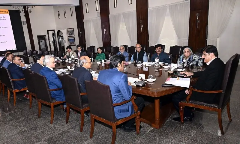 Sindh Chief Minister Syed Murad Ali Shah chaired a meeting of the Sindh Social Protection Authority on Wednesday. &mdash; Photo courtesy @SindhCMHouse/X