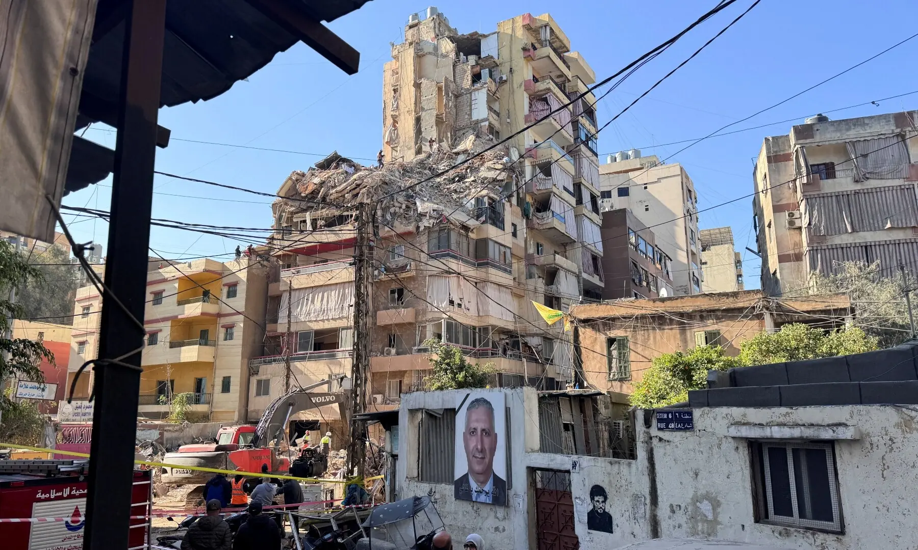 Rescuers work at the site of an Israeli strike that took place yesterday, in the southern suburbs of Beirut, Lebanon on May 7, 2026. &mdash;Reuters