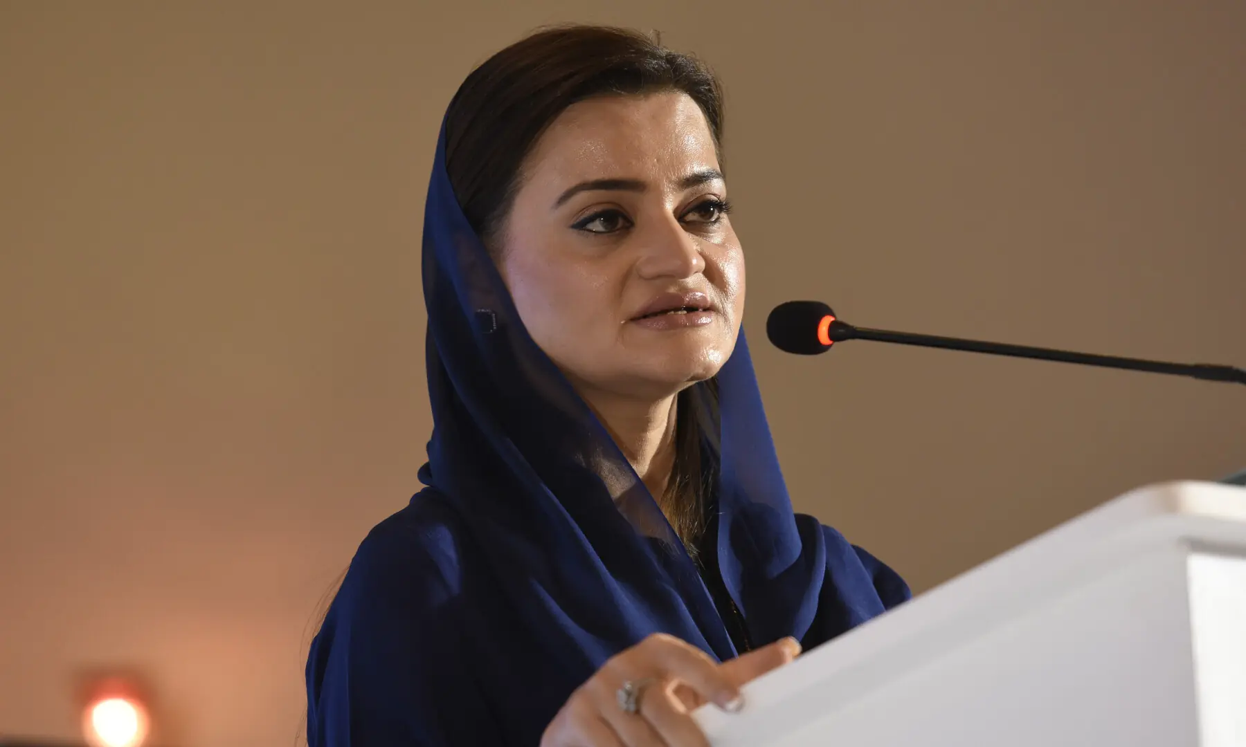 Marriyum Aurangzeb speaks at the Breathe Pakistan conference. &mdash; White Star/Tanveer Shahzad