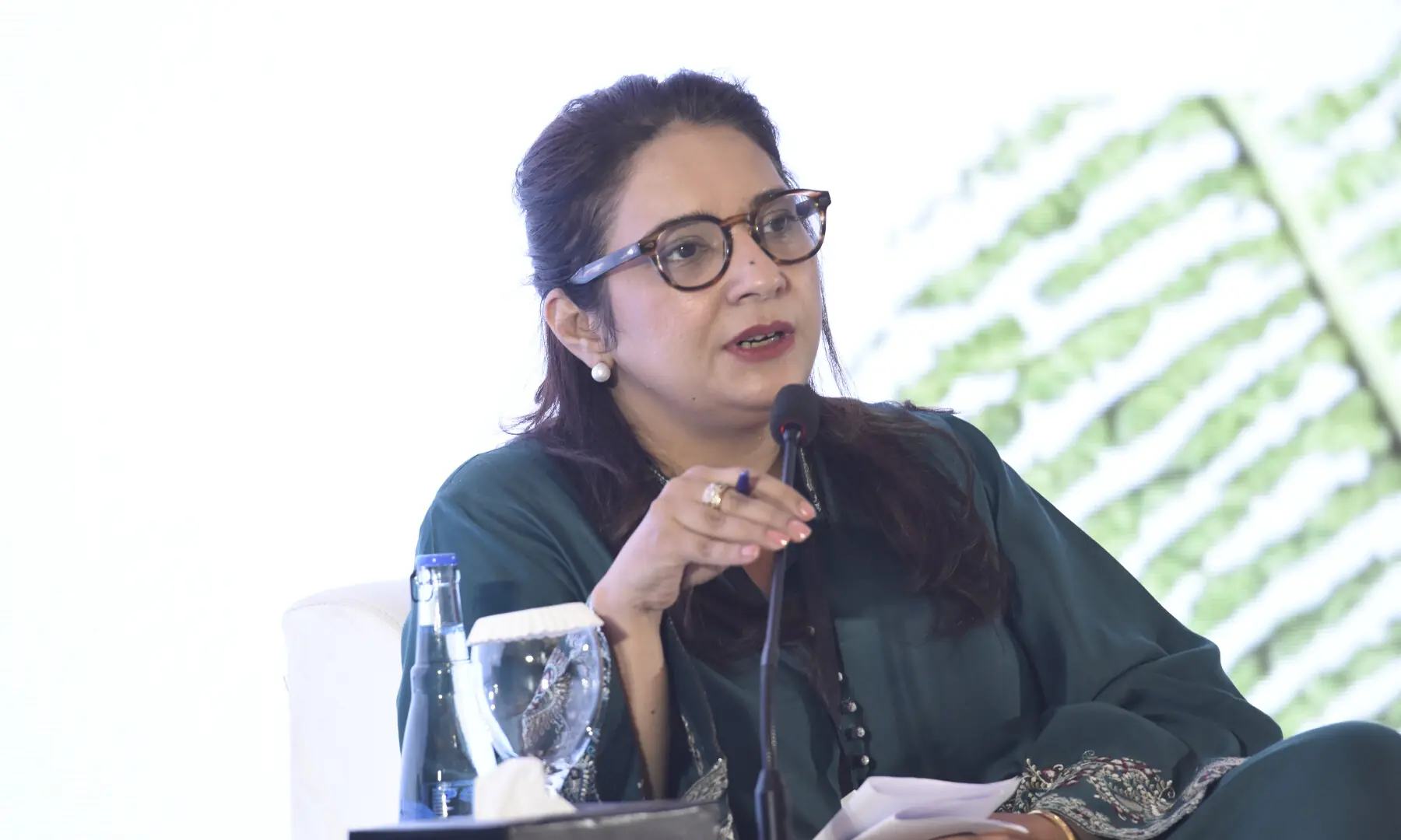 Uzma Yousuf speaks at Breathe Pakistan conference. &mdash; White Star/ Tanveer Shahzad