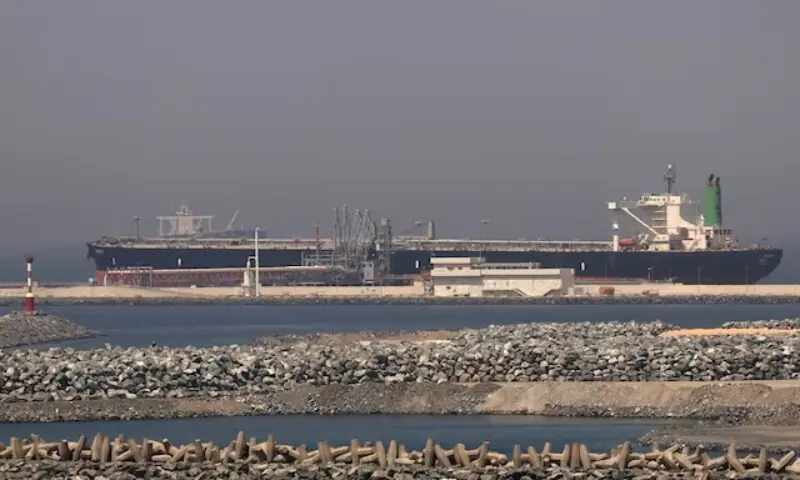 A cargo ship docked at the Port of Fujairah, the United Arab Emirates, May 6, 2026. &mdash; Reuters