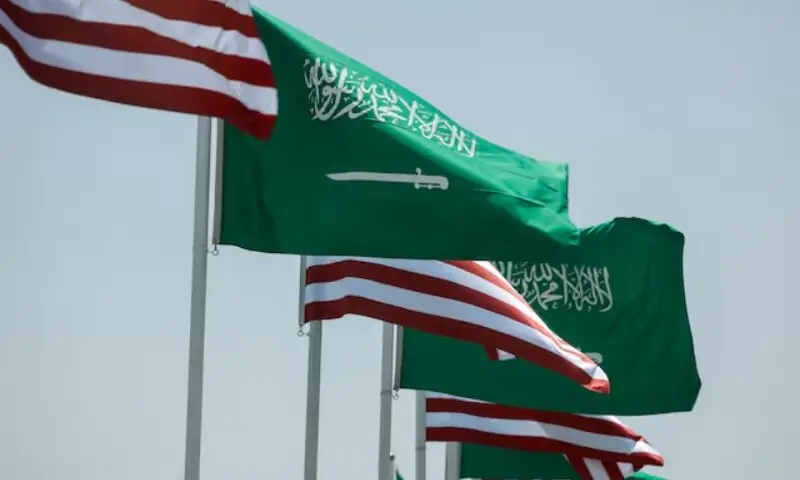 US and Saudi flags flutter along a highway of Riyadh, as pictured through the glass of a car, ahead of the arrival of US President Donald Trump to Riyadh, Saudi Arabia May 12, 2025. &mdash;Reuters/File