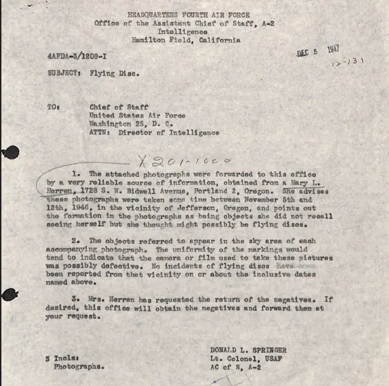   A screenshot of a file on Unidentified Anomalous Phenomena, or UAPs, released by the Pentagon on May 8, 2026. &mdash; Screengrab via US Department of War  