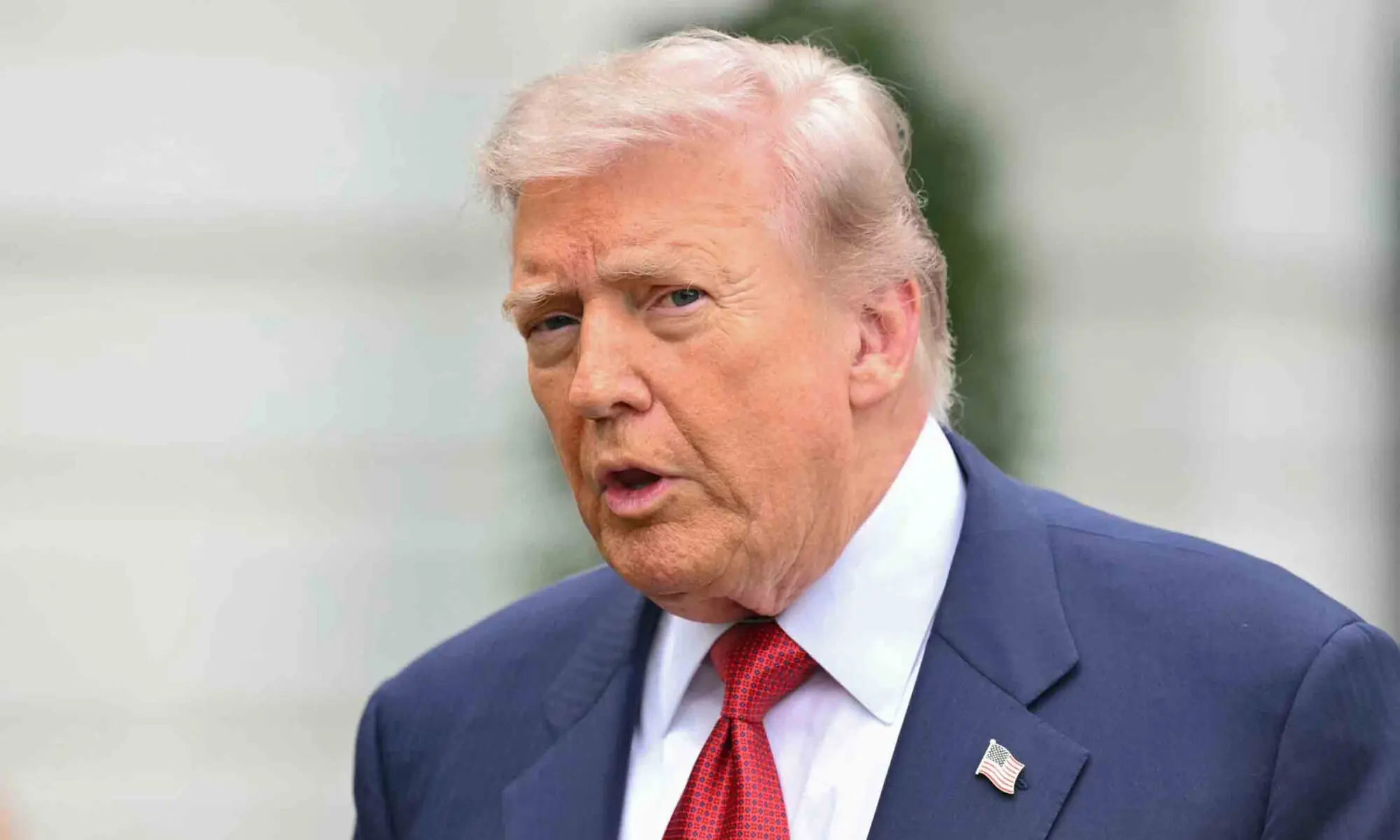 US President Donald Trump speaks to journalists as he makes his way to board Marine One before departing from the South Lawn of the White House in Washington, DC on May 8, 2026. &mdash; AFP