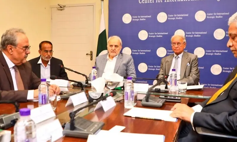 Iran&rsquo;s Ambassador to Pakistan Dr Reza Amiri Moghadam t a roundtable hosted by the Centre for International Strategic Studies in Islamabad on Friday. &mdash; Photo courtesy @CISS_Islamabad/X