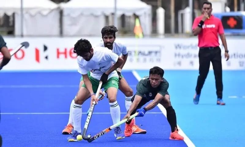 In this file photo, Pakistani and Indonesian players compete in an Asia Cup 22 match in Jakarta, Indonesia, May 24, 2022. &mdash; Picture via PHF/X