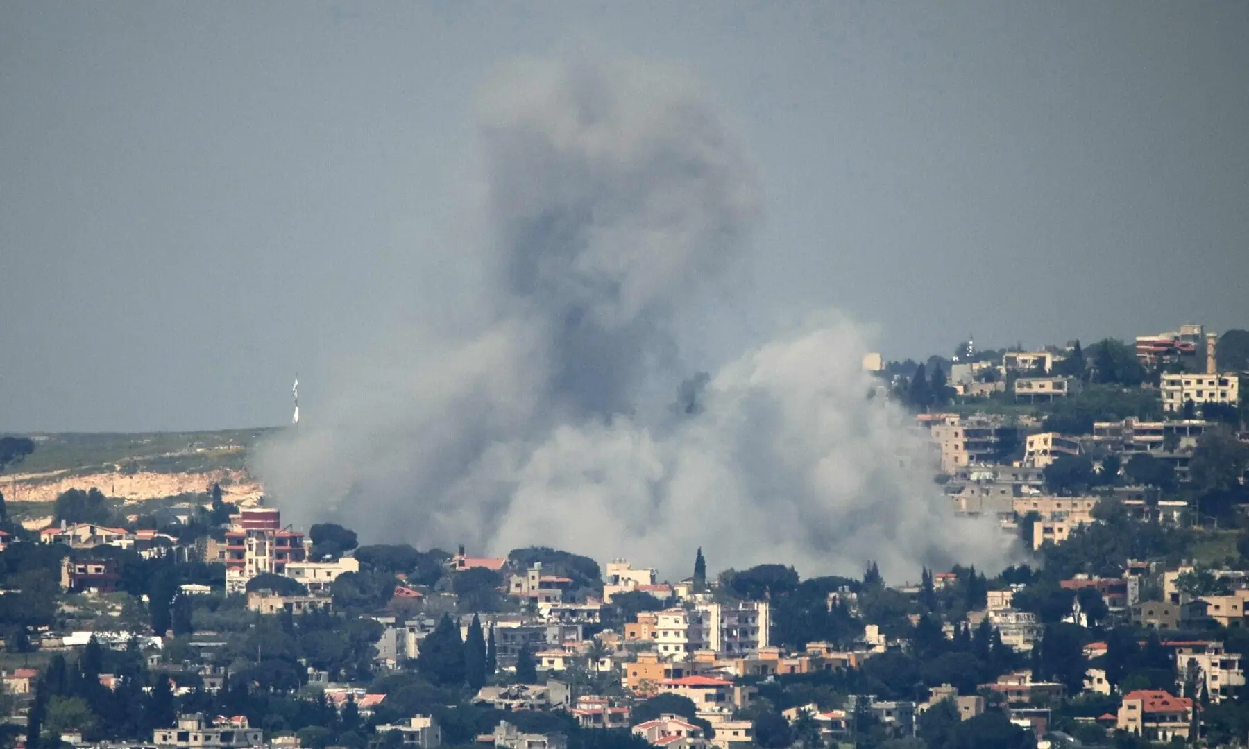 This photograph taken from the southern Lebanese area of Marjayoun (Marjeyoun) shows smoke rising from the site of an Israeli strike that targeted the village of Mayfadoun on May 9, 2026. &mdash;AFP