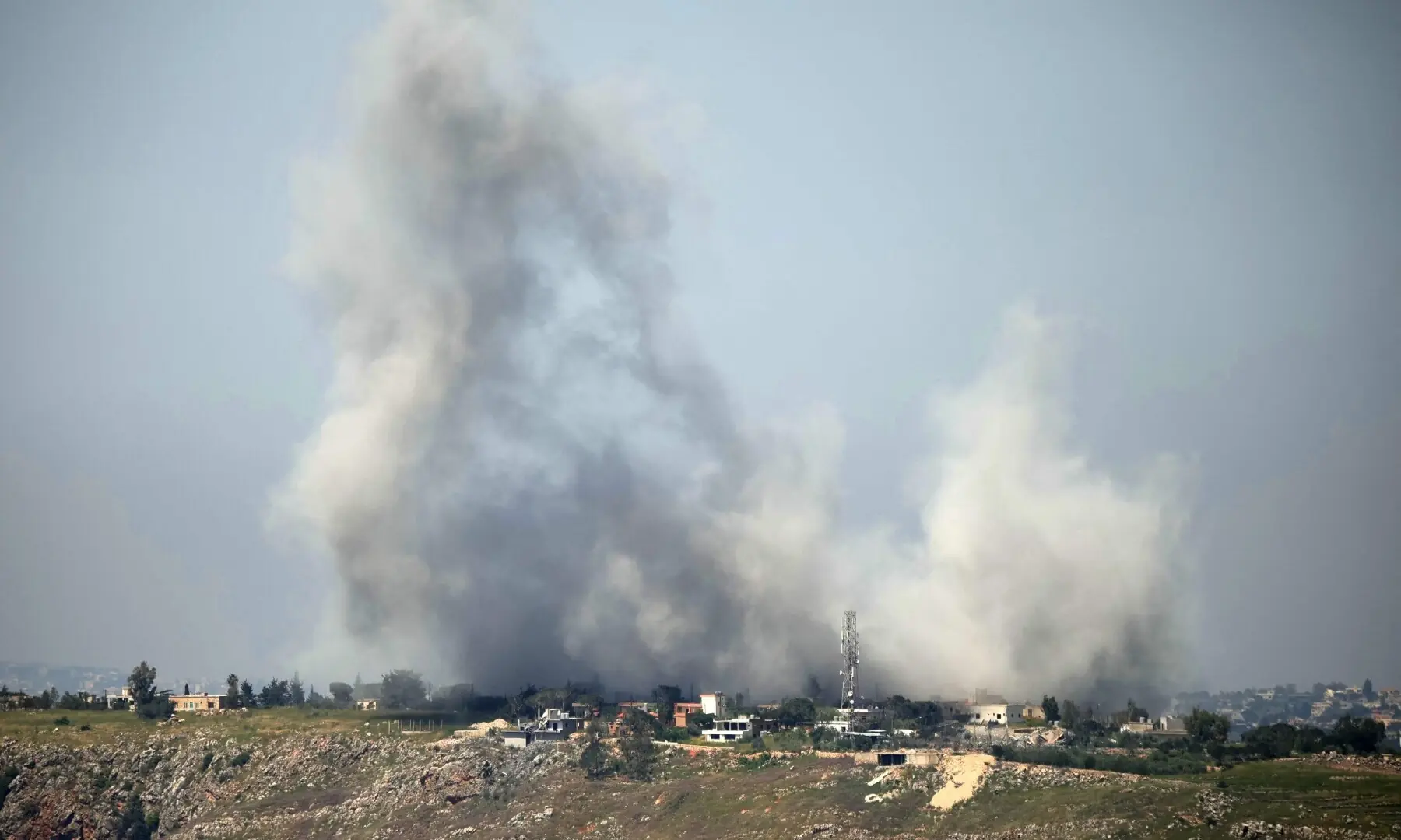 The image from the southern Lebanese area of Marjayoun (Marjeyoun) shows smoke rising from the site of an Israeli strike that targeted the village of Arnoun on May 9, 2026. &mdash;AFP