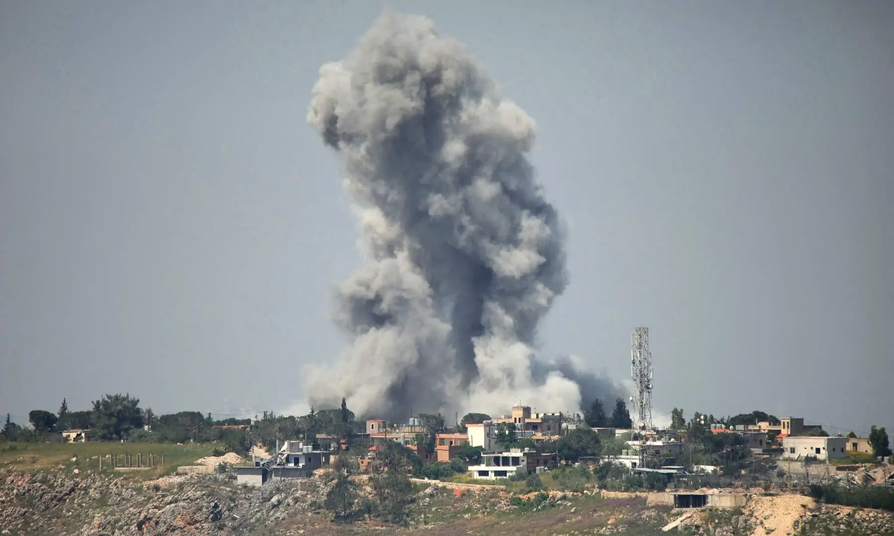 This photograph taken from the southern Lebanese area of Marjayoun (Marjeyoun) shows smoke rising from the site of an Israeli strike that targeted the village of Arnoun on May 9, 2026. &mdash;AFP