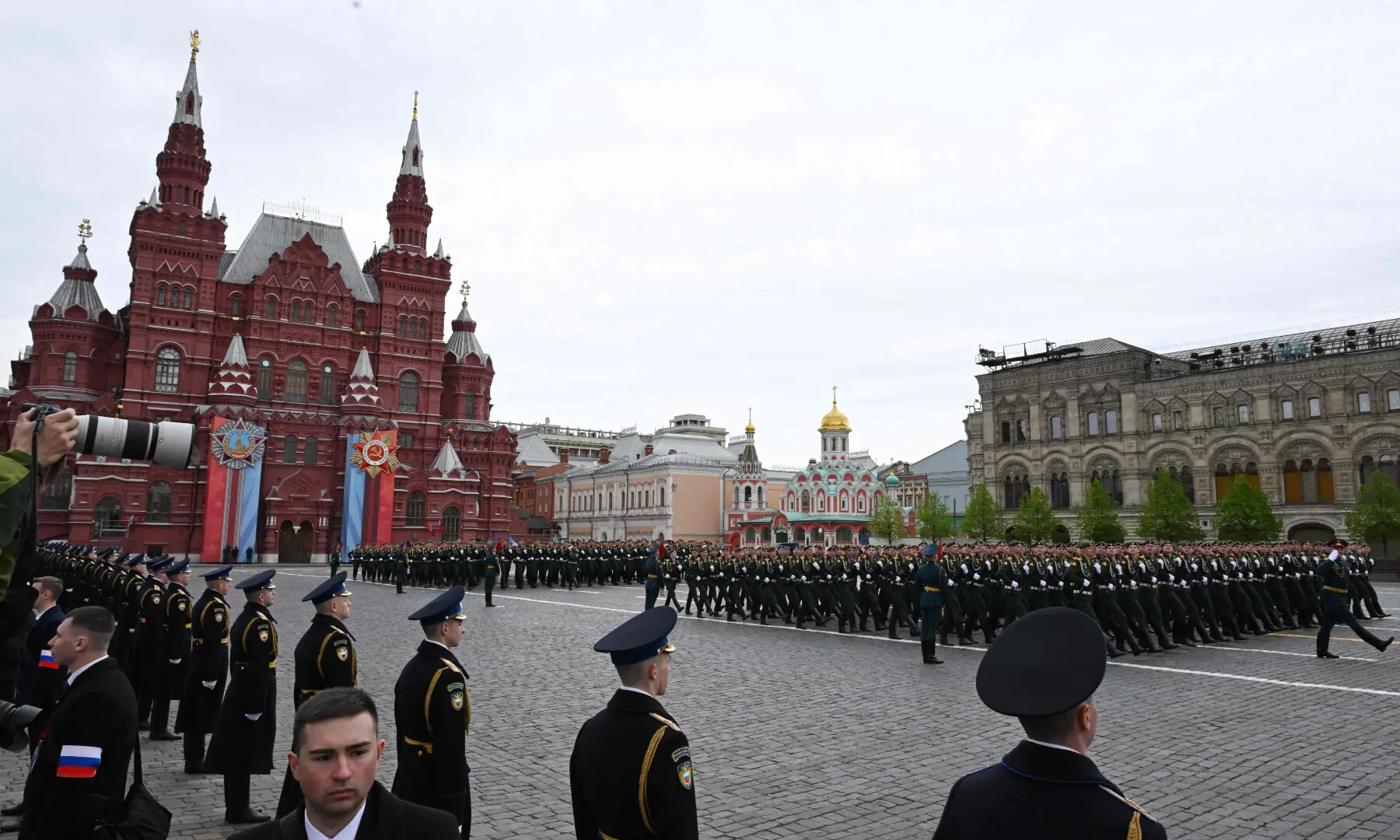 Russian servicemen march on Red Square during the Victory Day military parade in Moscow on May 9, 2026. &mdash; AFP