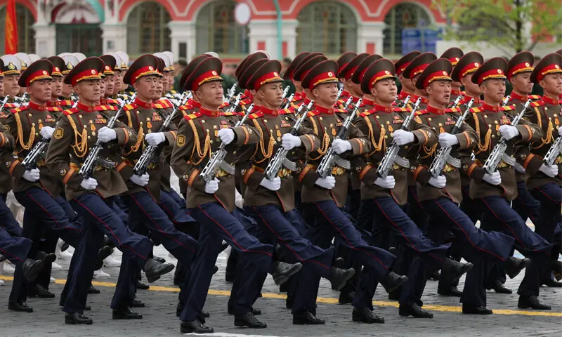NORTH Korean soldiers march on Red Square during the Victory Day military parade in Moscow.&mdash;AFP