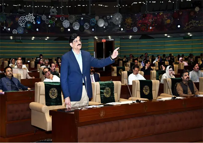 Chief Minister Murad Ali Shah speaks during the Sindh Assembly session.--PPI